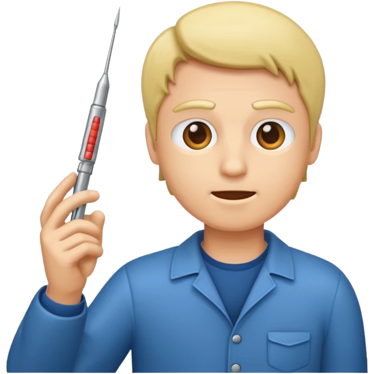 Man shooting up with needle emoji