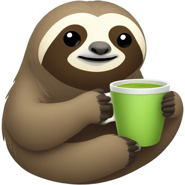 Sloth with a cup of matcha emoji