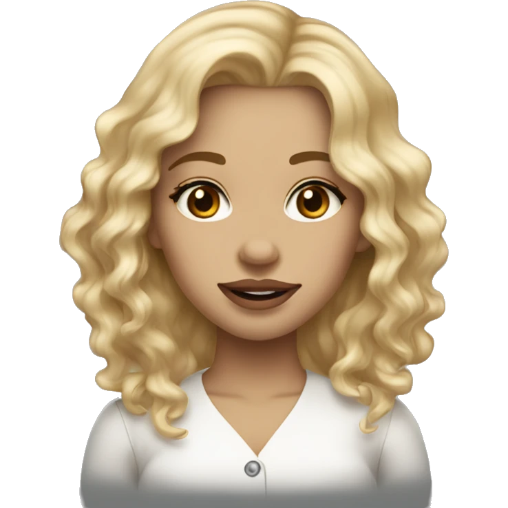 blonde wavy hair girl light brown eyes white big lips button nose emoji
