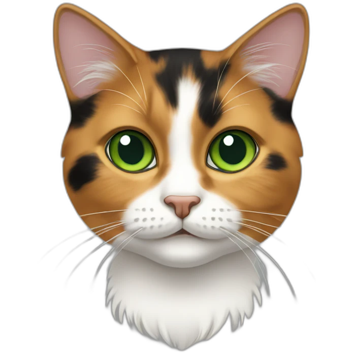 calico cat, green eyes emoji