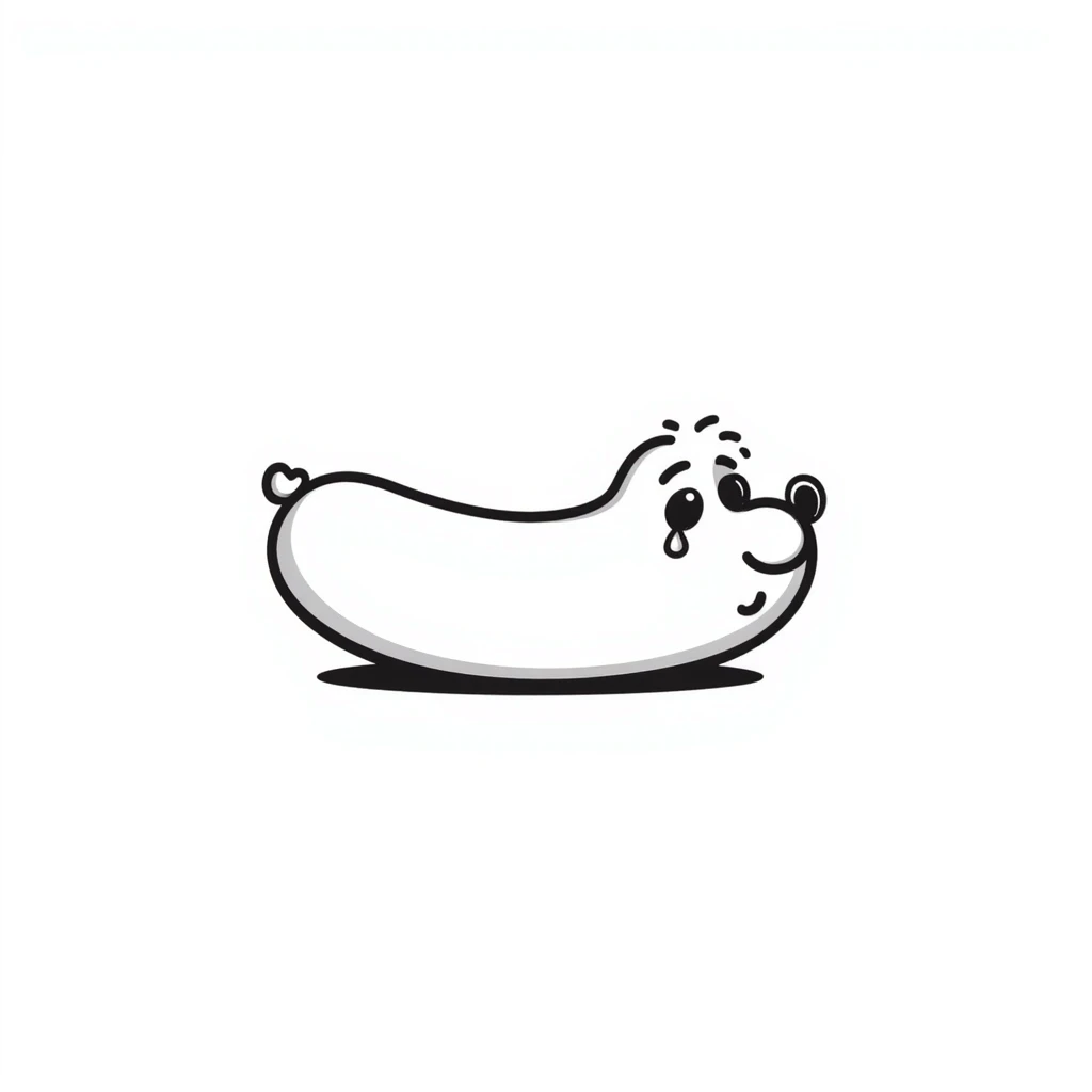 sausage with a sad face emoji