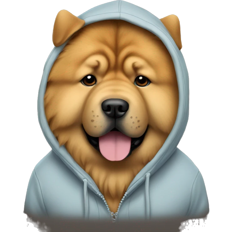 A chow chow dog wearing a hoodie emoji