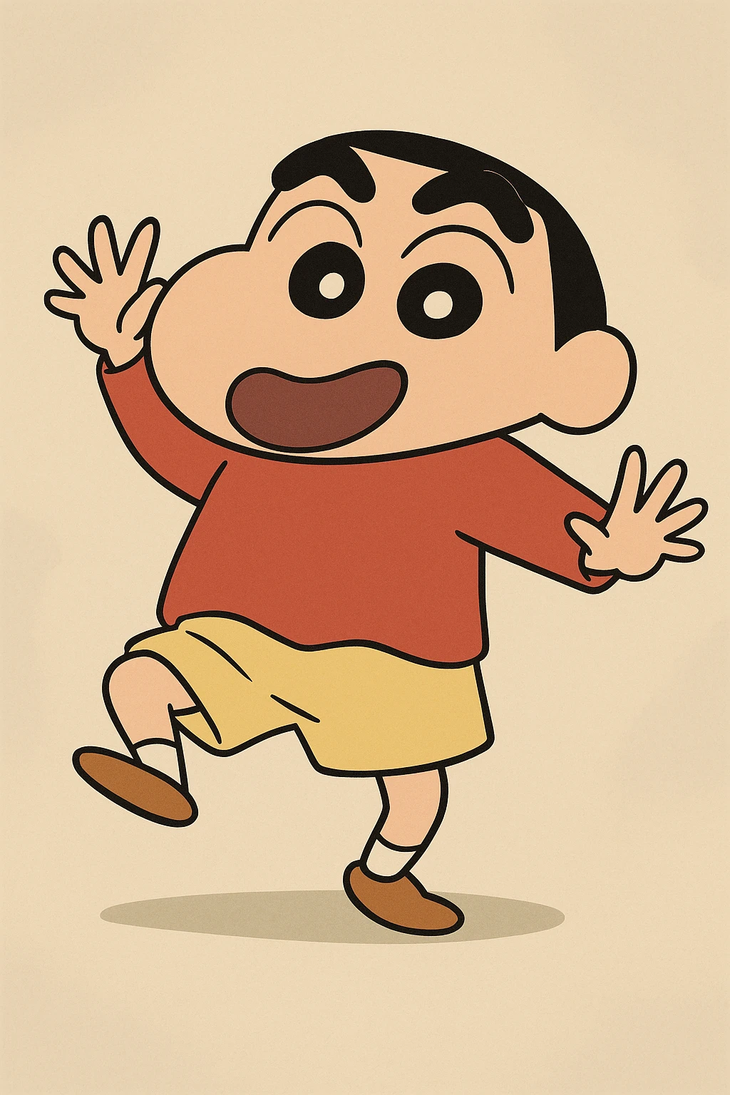 Shin Chan character, playful pose, cartoon style emoji