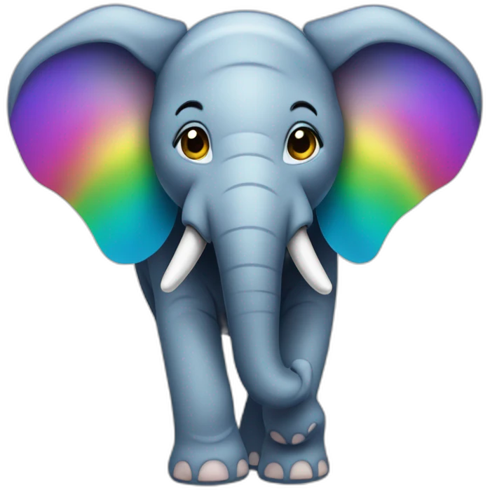 éléphant with big ears rainbow colored emoji
