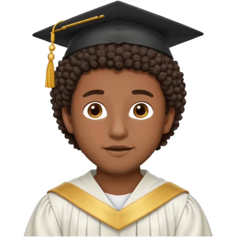 hombre moreno crespo graduado con toga emoji
