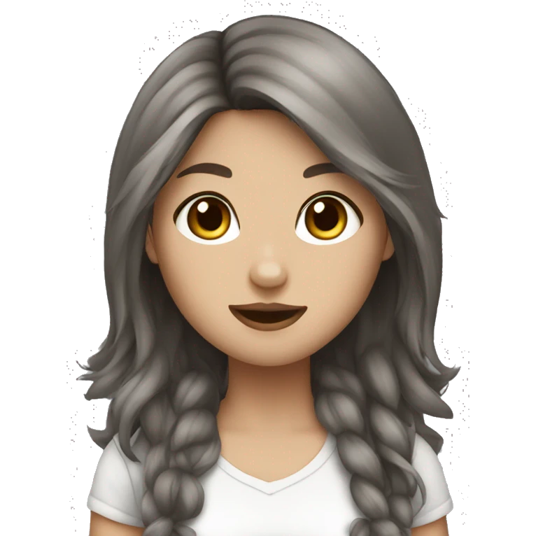 girl brown hair and gray cat rocker emoji
