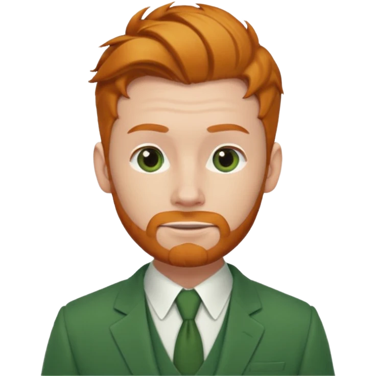 ginger man with bun hair with green suit  emoji