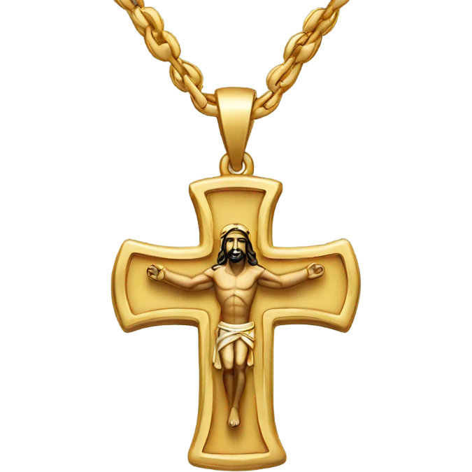 Gold chain with Jesus piece  emoji