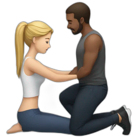 Woman on knees facing man emoji