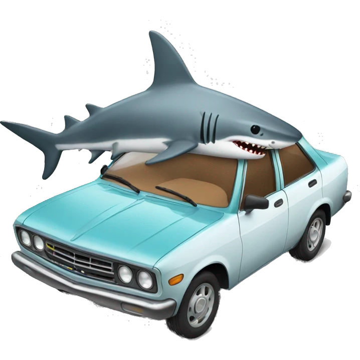 Car with shark emoji