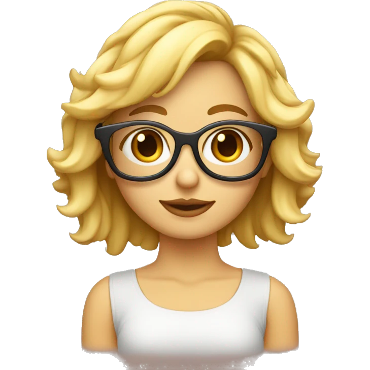 Chica rubia con pelo ondulado con gafas en la cabeza  emoji