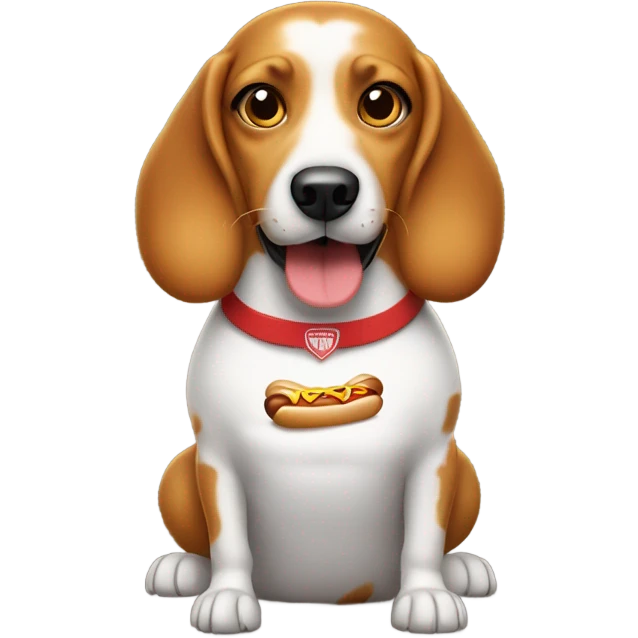 Hot dog wearing a dog tshirt emoji