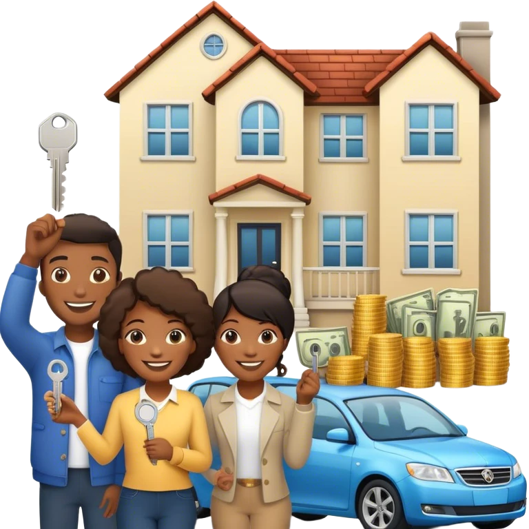 4 black people with new houses, cars & alot of money emoji