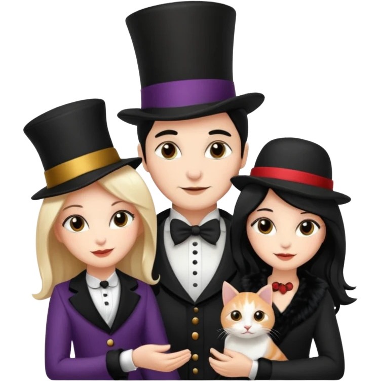 magician couple and their pet cat emoji