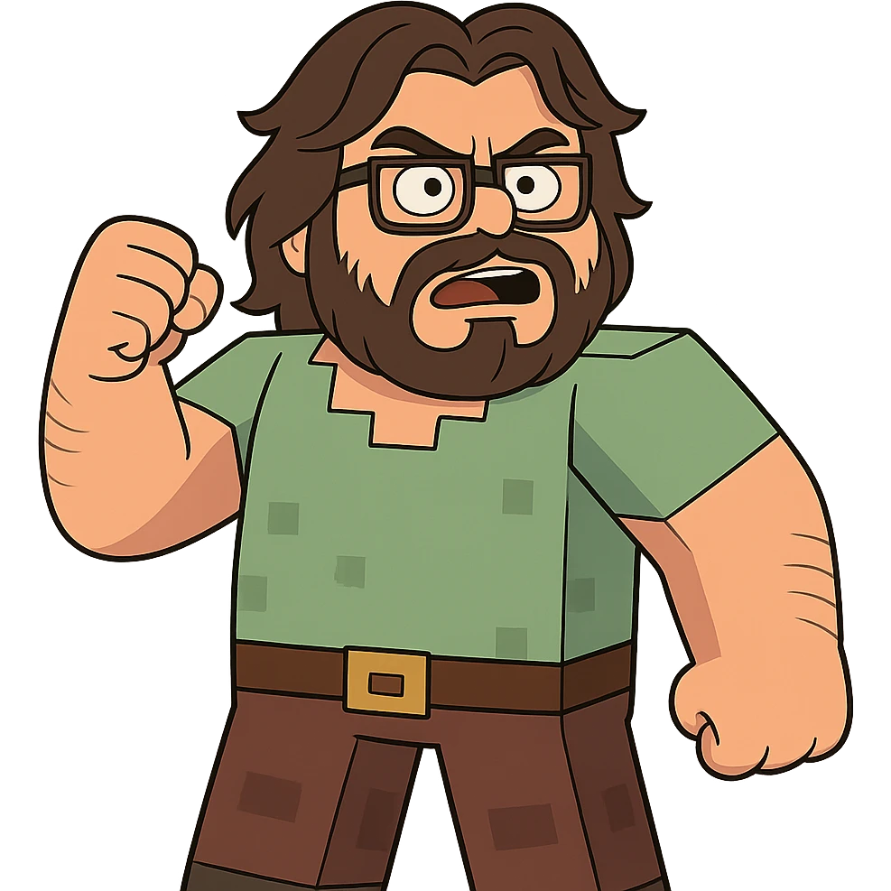 Jack Black as a Minecraft movie character emoji