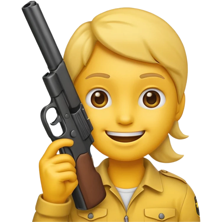 Create a smiling face emoji that’s holding a gun aimed to their forehead emoji