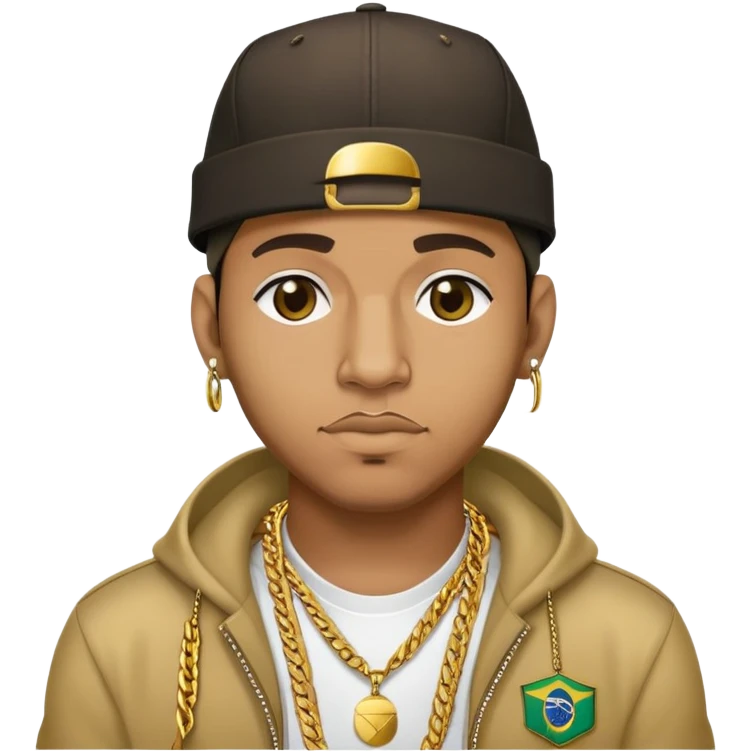 Brazilian rapper Chefin with cap and gold chain emoji