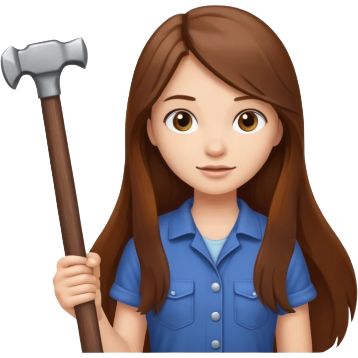 beautiful girl with long brown hair constructing new bedroom emoji