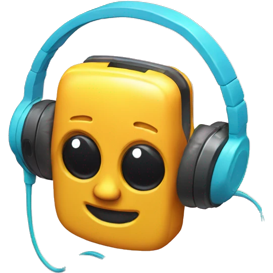 Bright colored Walkman with headphones attached emoji