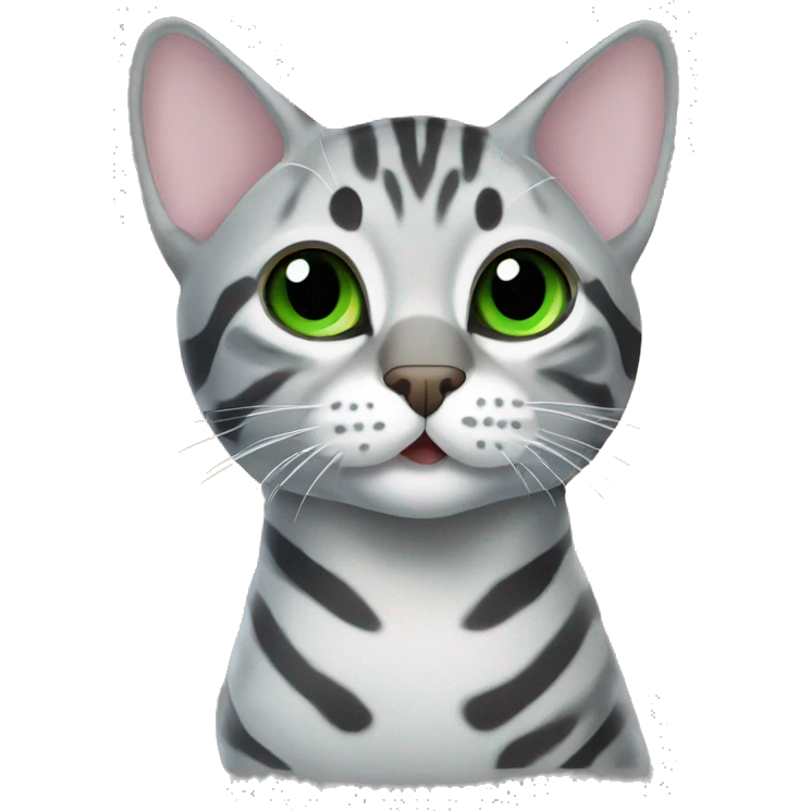 Grey bengal cat with green eyes in an ultrasound scan emoji