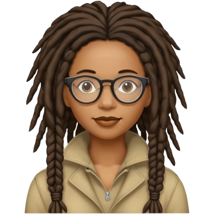 black Dreadlocked librarian lady with glasses emoji