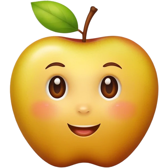 yellow-brown apple with cute face emoji