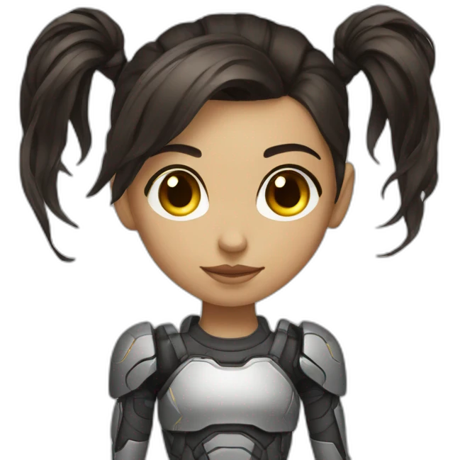 cyborg girl dark brown hair emoji