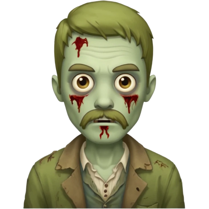 young zombie with long mustache emoji