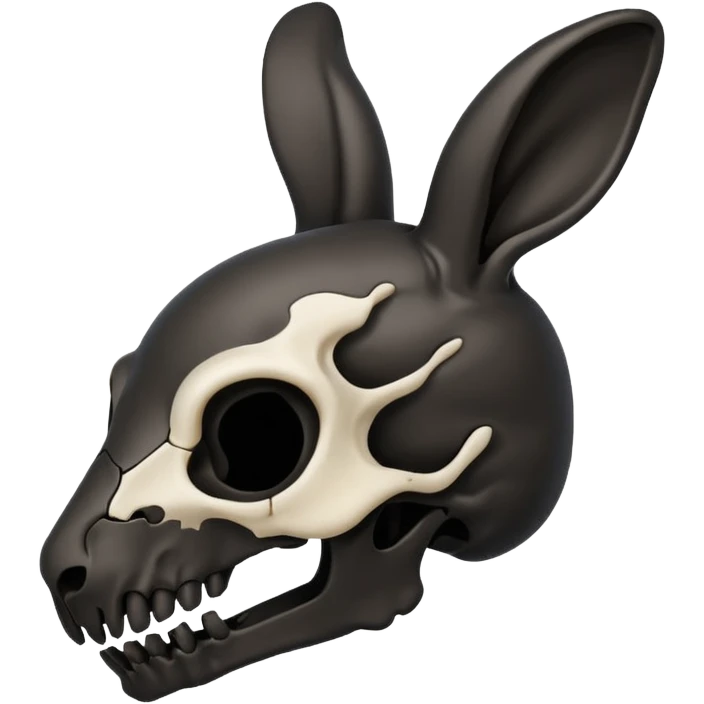 Tête de lapin squelette noire de profil avec des G à la place des yeux  emoji