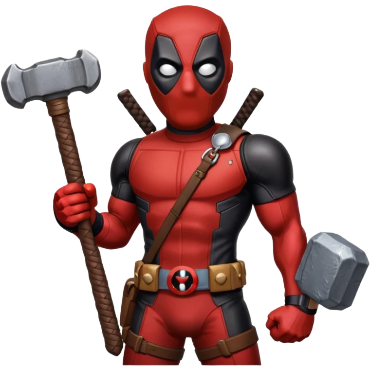 Deadpool holding thors hammer emoji