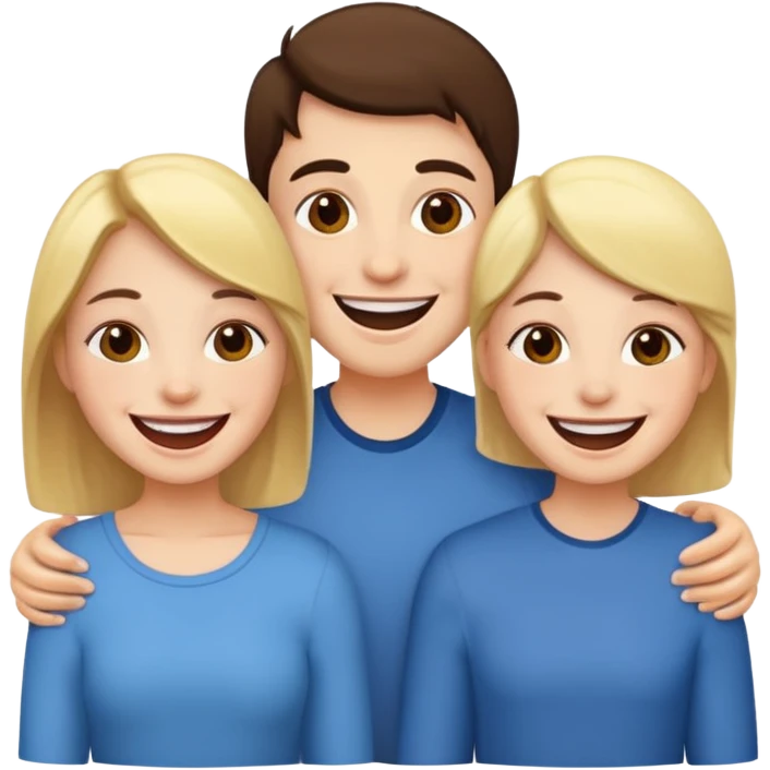 three friends selfie smiling emoji