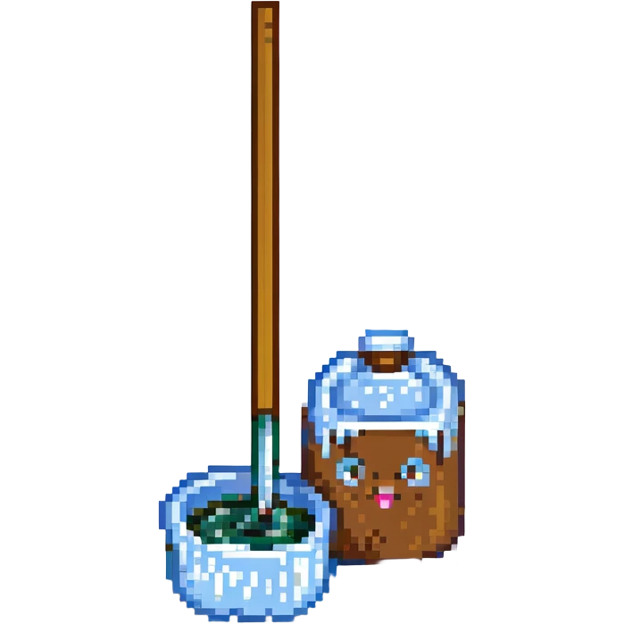 mop cleaning a shiny syrup spill emoji