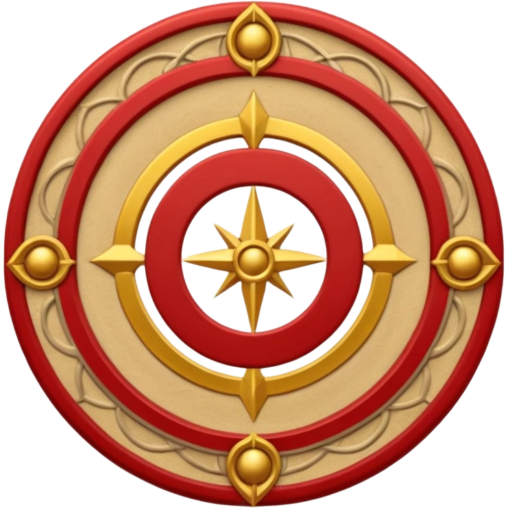 a circular casting sigil inspired by the wizard101 balance school using base color sand and trim color red. Bitch, put A golden scale in the middle as a the main focus  emoji