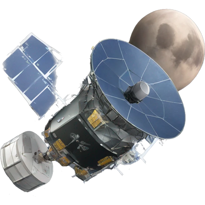 Satellite with artificial intelligence and wireless antenna emoji