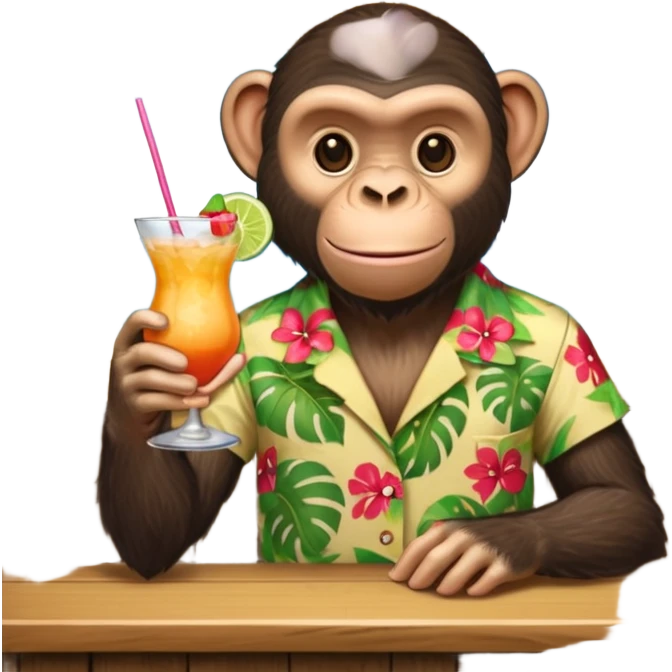 Chimpanzee at tiki bar emoji