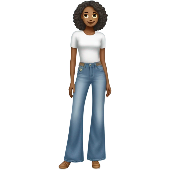 Realistic Wide Long leg high waisted light blue jeans, isolated emoji