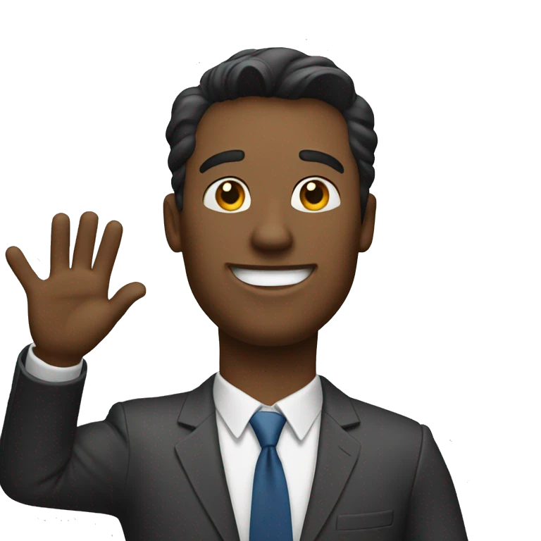A guy in his 20ties waving his hand emoji