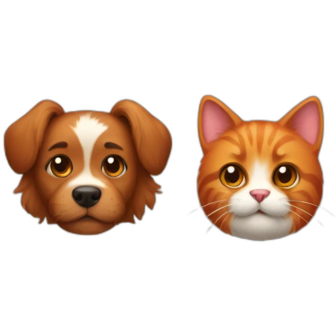 A brown furry dog and a red cat emoji