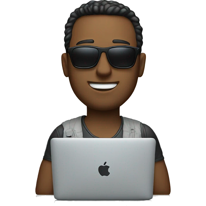 man wear sunglasses with macbook emoji