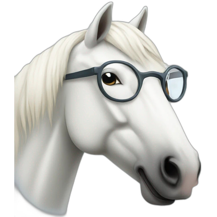 white horse with round glasses emoji