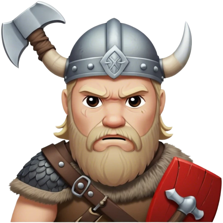 a very sad Danish Viking with an ax in his hands sits sad
realistic emoji