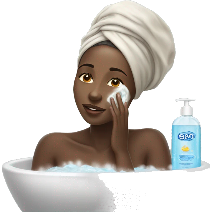 beautiful African woman washing her face with soap emoji