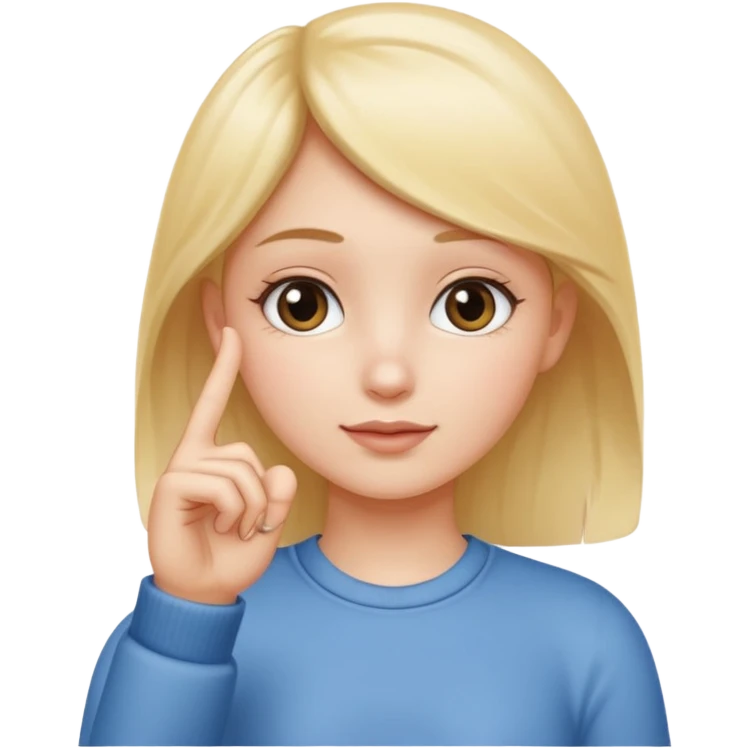 emoji of a girl making the ‘small’ gesture: thumb and index finger almost touching to indicate tiny size, other fingers curled, hand positioned near her face, soft glossy emoji texture emoji