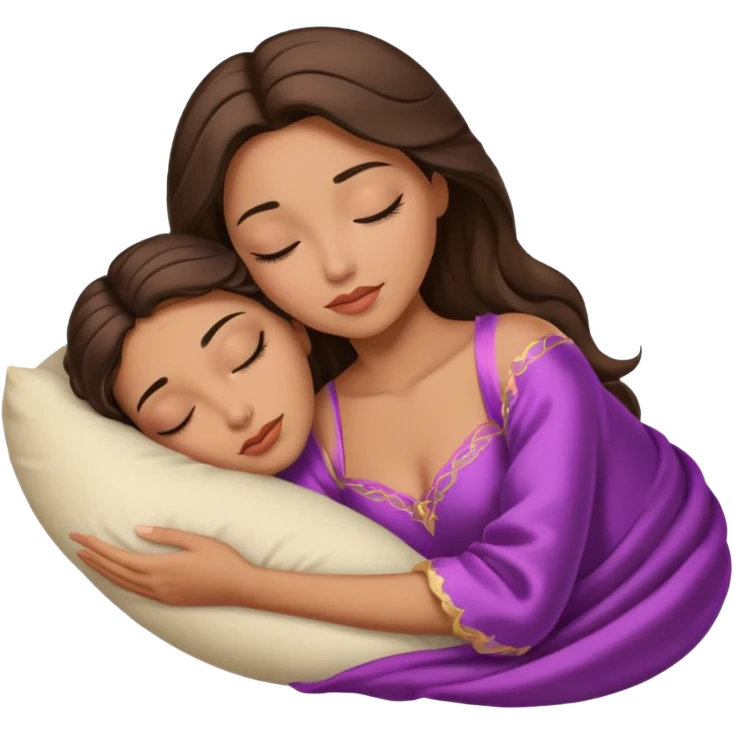 sleeping beauty brunette mixed girl with a silk pillow emoji