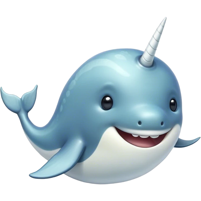Cinematic Comical Narwhal Portrait Emoji, Head tilted dramatically with an exaggeratedly amused expression, featuring a sleek, elegantly streamlined body with a prominently spiraled ivory tusk and wide, comically expressive eyes full of playful disbelief, Simplified yet hilariously expressive features, highly detailed, glowing with a slightly sassy arctic glow, high shine, dramatic yet playful, stylized with an air of quirky marine mischief, soft glowing outline, capturing the essence of a meme-worthy narwhal that looks ready to side-eye its way into viral fame! emoji