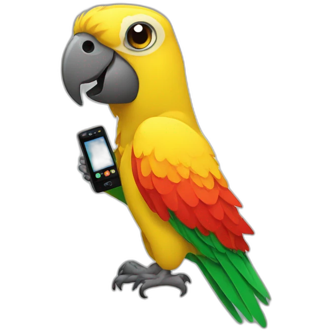 parrot with a phone emoji