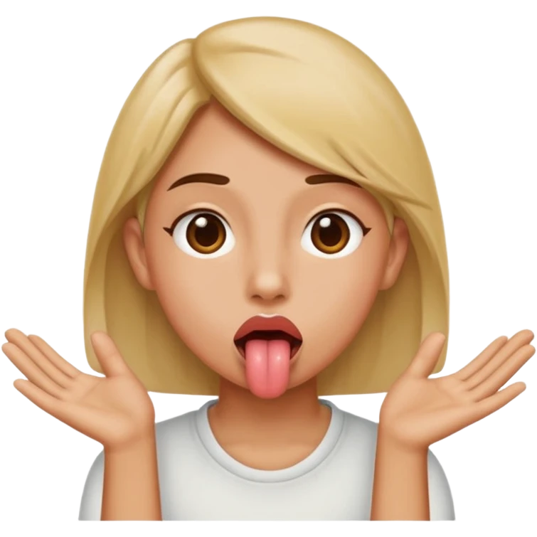 tongue out with hands to side of mouth tilted forward  emoji