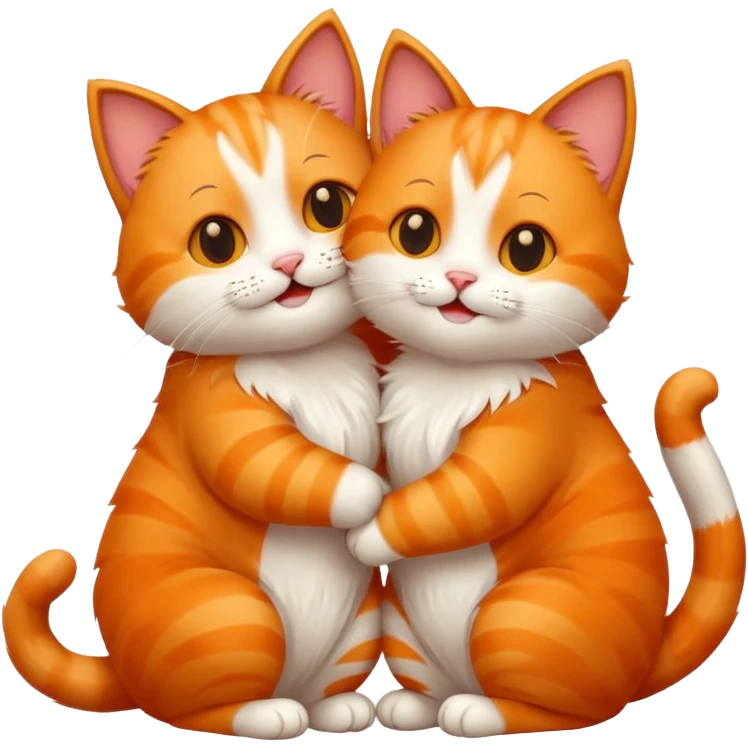 two happy cats hugging in love emoji