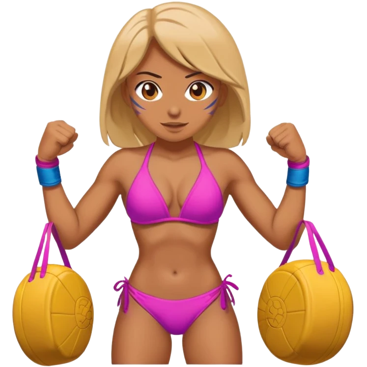 Girl bikini wrestling emoji