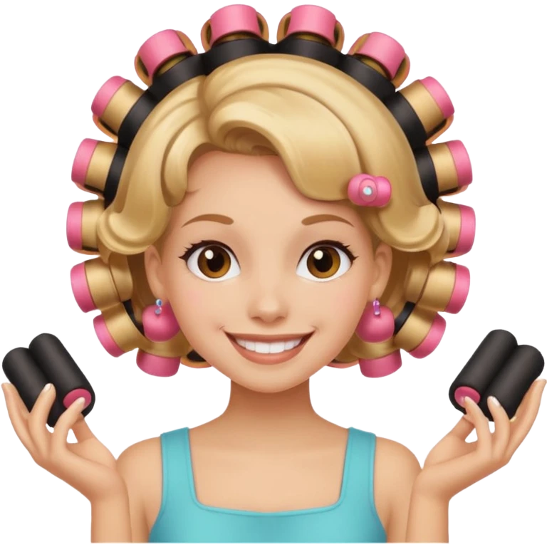 girl with hair roller on hair emoji